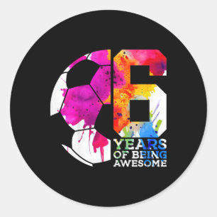 Pegatina Redonda Niños 6 años de ser increíbles fútbol 6 cumpleaños