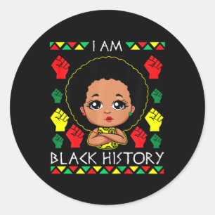 Pegatina Redonda Niños Afro Chica Junetdecis Historia Negra Melanin