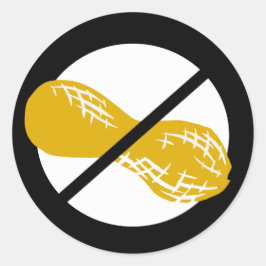 Pegatina Redonda Niños alérgicos de nueces libres de cacahuete negr
