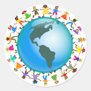 Pegatina Redonda Niños americanos