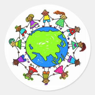 Pegatina Redonda Niños asiáticos