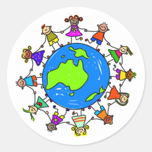 Pegatina Redonda Niños australianos