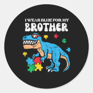 Pegatina Redonda Niños Autismo Conciencia Azul Para Mi Hermano Trex