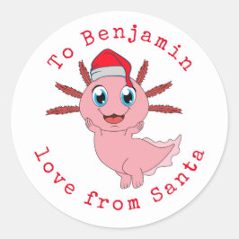 Pegatina Redonda Niños Axolotl Nombran Amor De Los Navidades De San