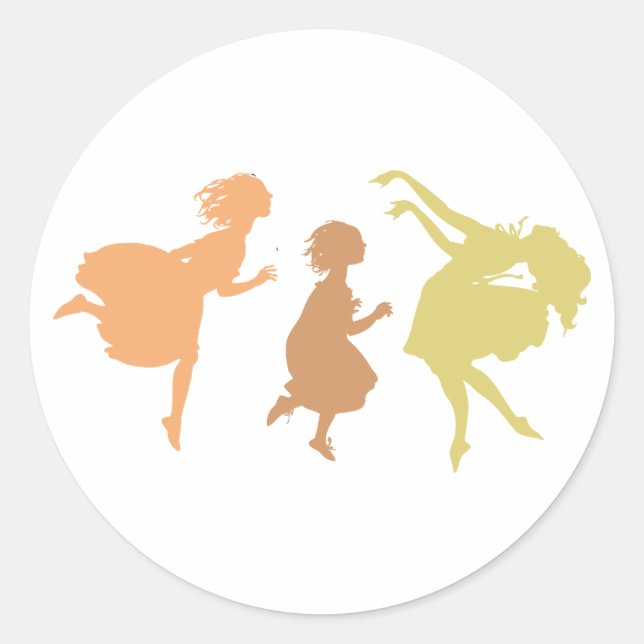 Pegatina Redonda niños bailando children dancing (Anverso)
