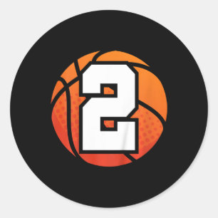 Pegatina Redonda Niños Baloncesto Cumpleaños número 2 para Ol de do