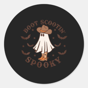 Pegatina Redonda Niños Boot Scootin Spooky Western Halloween Retro 