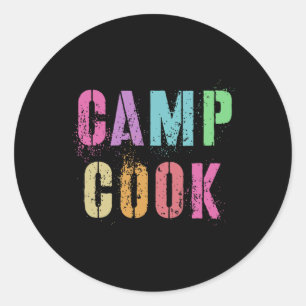 Pegatina Redonda Niños Camp Cocina Chef Camping Equipo de Cocina Vi