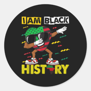 Pegatina Redonda Niños Chicas Dabbing Heart Im Black History Monme