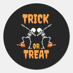 Pegatina Redonda Niños Chicas Dabbing Pumpkin Skeleton Zombie Costu