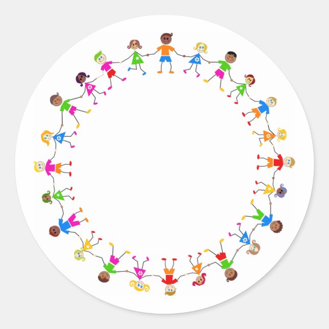 Pegatina Redonda Niños coloridos (Anverso)
