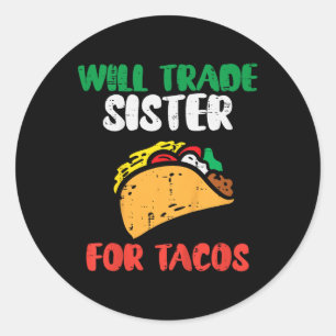 Pegatina Redonda Niños Comerciarán Hermanas De Tacos Toddler Boys C