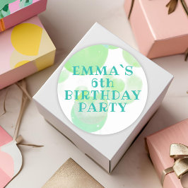 Pegatina Redonda Niños con burbujas verde y azul lindo Cumpleaños