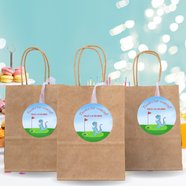 Pegatina Redonda Niños con problemas de Dinosaurios Cute Golf Cumpl (Subido por el creador)