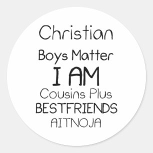 Pegatina Redonda Niños cristianos Soy Primos Más Mejores Amigos Aim