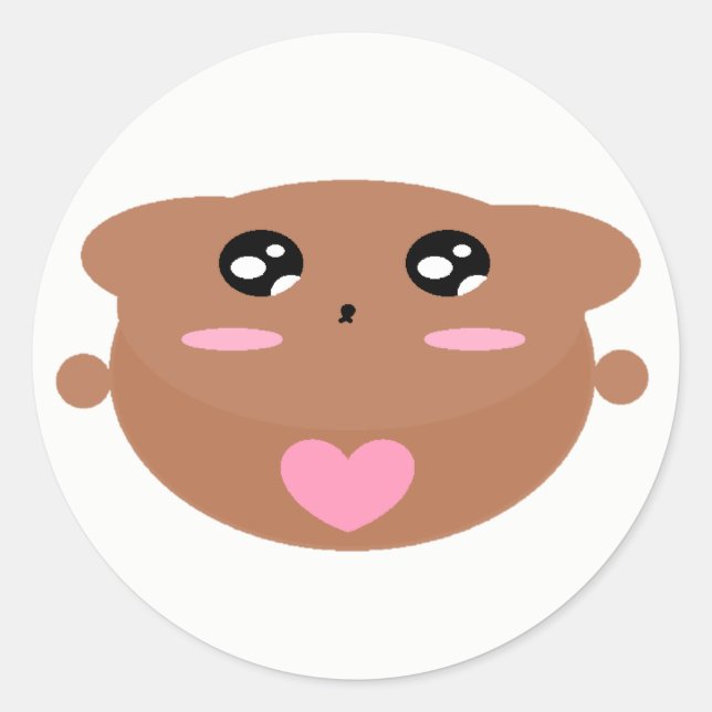 Pegatina Redonda Niños Cuidadosos Diseños De Arte Cuto Oso De Teddy (Anverso)