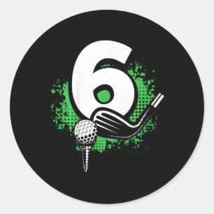 Pegatina Redonda Niños Cumpleaños 6º Niño Golfista Golf 6 Años