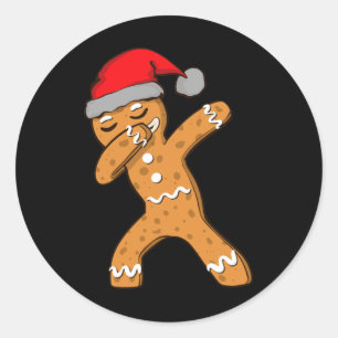 Pegatina Redonda Niños Dabbing Dab Gingerbread Hombre Xmas Chicas N