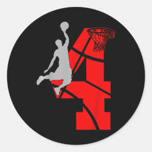 Pegatina Redonda Niños de 4 años de edad Cuarta fiesta de cumpleaño