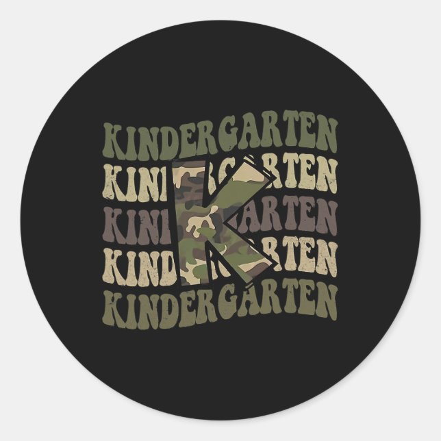 Pegatina Redonda Niños De Camuflaje Camo Camouflage De Vuelta A S (Anverso)