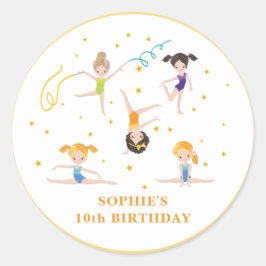 Pegatina Redonda Niños de cumpleaños divertidos de acrobacia