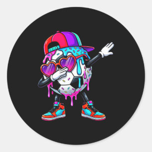 Pegatina Redonda Niños de fútbol helado goteo dabbing sprinkles Srt