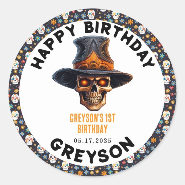 Pegatina Redonda Niños de Halloween cráneos disfraces Fiesta - lind (Anverso)