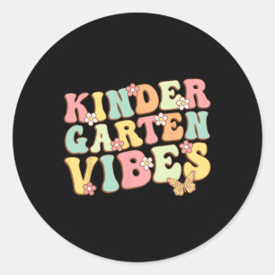 Pegatina Redonda Niños de kindergarten Vibes Hola niños de kinderga