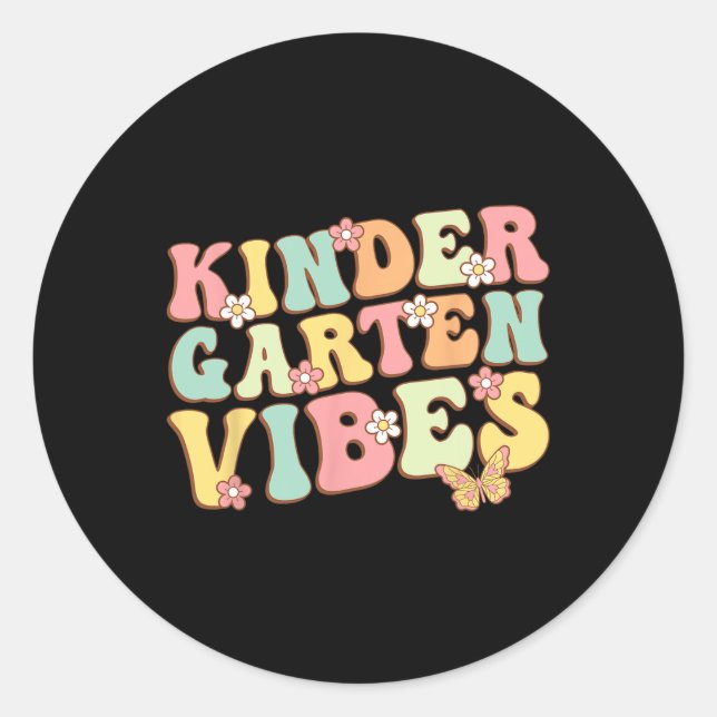 Pegatina Redonda Niños de kindergarten Vibes Hola niños de kinderga (Anverso)