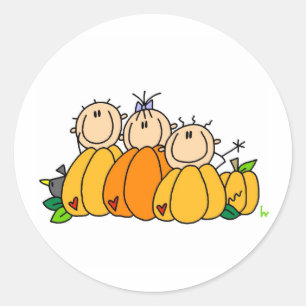 Pegatina Redonda Niños de la calabaza