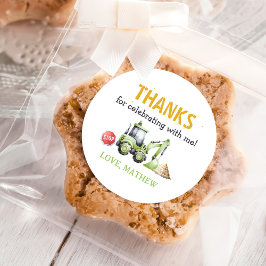 Pegatina Redonda Niños de la construcción Primer Fiesta de Cumpleañ