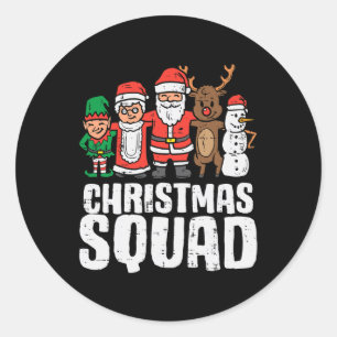 Pegatina Redonda Niños de la familia Squad Santa Elf Xmas