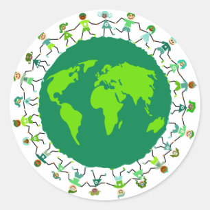 Pegatina Redonda Niños de la Tierra