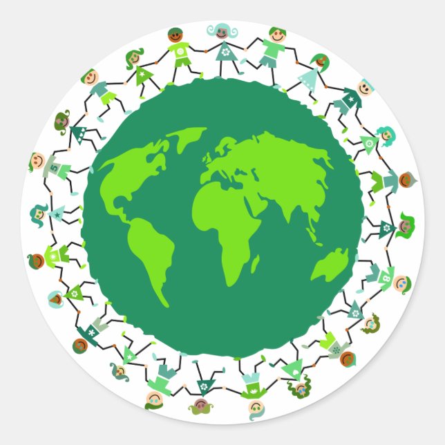 Pegatina Redonda Niños de la Tierra (Anverso)