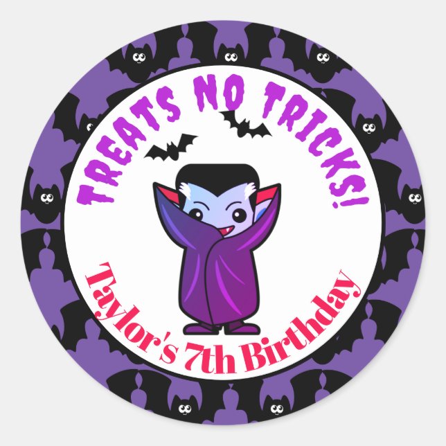 Pegatina Redonda Niños de maíz dulce fiesta de Halloween Drácula Ba (Anverso)