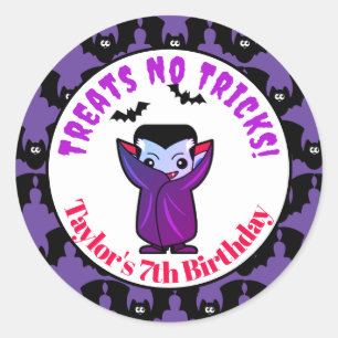 Pegatina Redonda Niños de maíz dulce fiesta de Halloween Drácula Ba