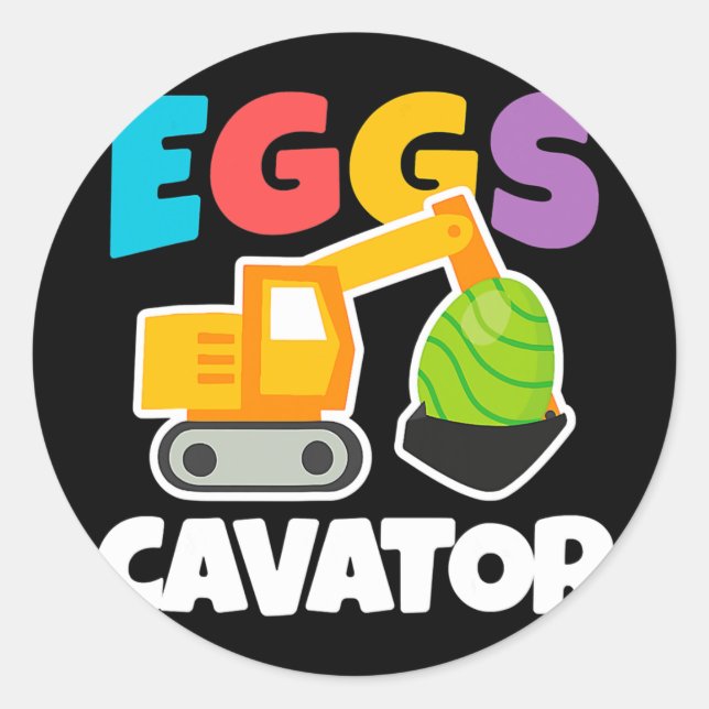 Pegatina Redonda Niños de Pascua Niños Pequeños Huevos Caza Gracios (Anverso)