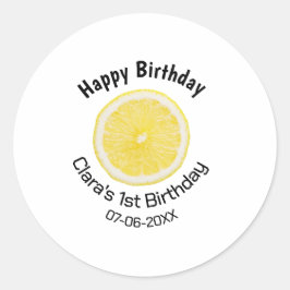 Pegatina Redonda Niños de primer cumpleaños limón de nacimiento agr