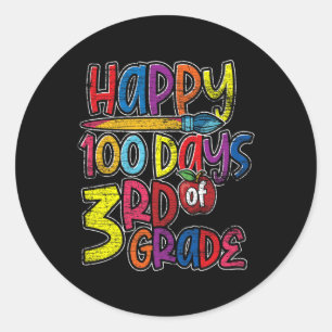 Pegatina Redonda Niños De Tercer Grado Cuestos Dan 100 Días De Ese 