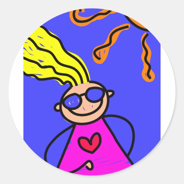 Pegatina Redonda Niños de verano (Anverso)