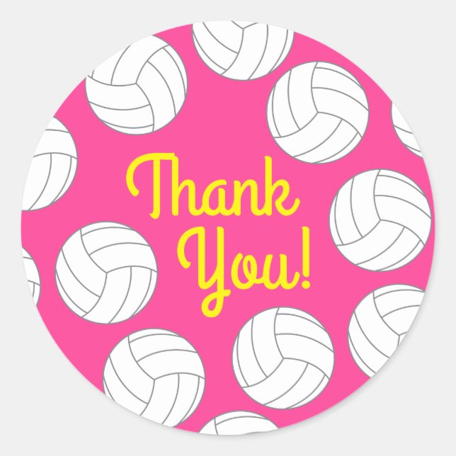 Pegatina Redonda Niños de voleibol Deportes de cumpleaños Fiesta (Anverso)