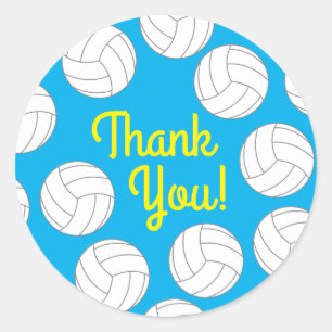 Pegatina Redonda Niños de voleibol Deportes de cumpleaños Fiesta