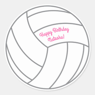 Pegatina Redonda Niños de voleibol Deportes de cumpleaños Fiesta