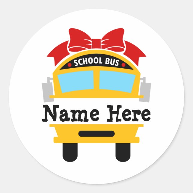 Pegatina Redonda Niños de vuelta a la escuela Autobús personalizado (Anverso)