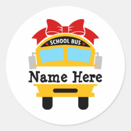 Pegatina Redonda Niños de vuelta a la escuela Autobús personalizado
