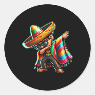 Pegatina Redonda Niños degollando mexicanos Poncho Cinco De Mayo To