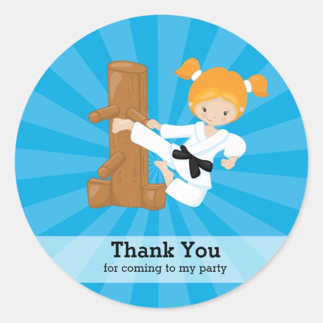Pegatina Redonda Niños del karate (Anverso)