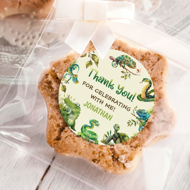 Pegatina Redonda Niños del reptil de la selva tropical Fiesta de cu (Subido por el creador)