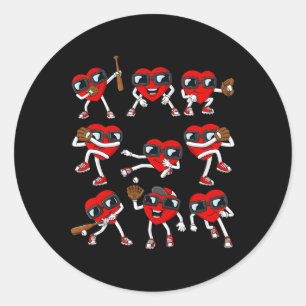 Pegatina Redonda Niños día de San Valentín de Béisbol
