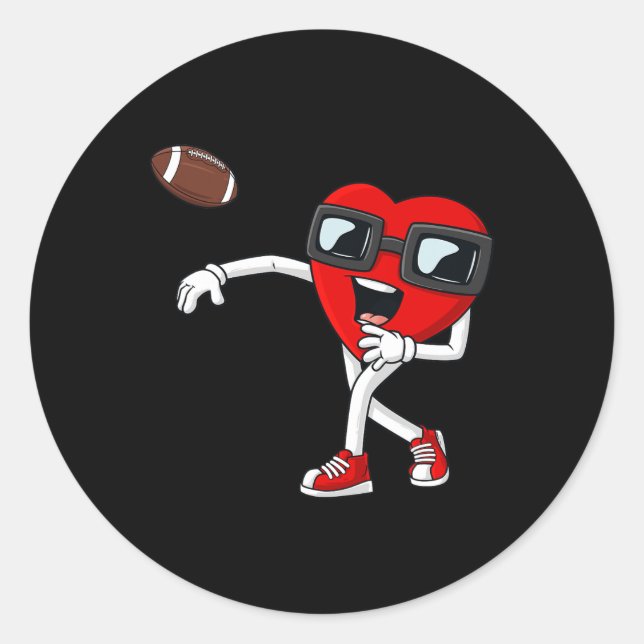 Pegatina Redonda Niños día de San Valentín de fútbol de Quarterback (Anverso)